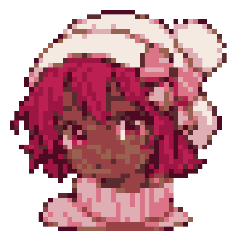 Plum-Red-Haired Pom-Pom-Hat Girl — Youthful Anime Portraits patterns