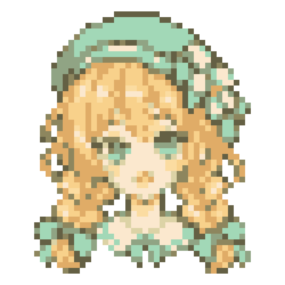 Mint Bowler-Hat Girl — Youthful Anime Portraits patterns