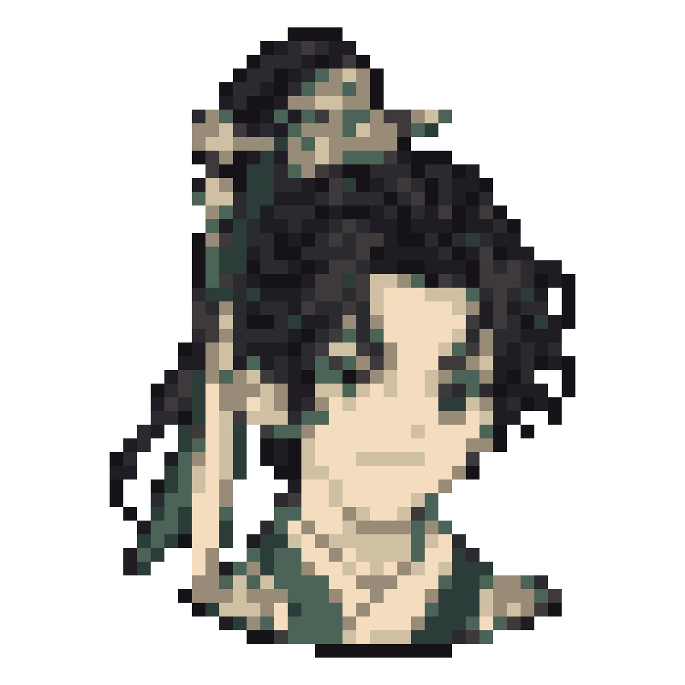 Bamboo-Green Topknot-Crown Boy — Youthful Anime Portraits patterns