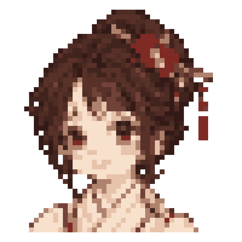 Vermilion Dangling-Hairpin Girl — Youthful Anime Portraits patterns