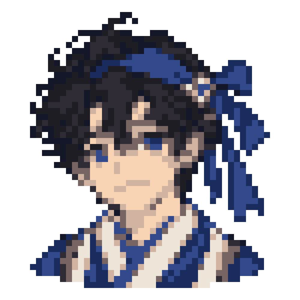 Indigo Bandanna Boy — Youthful Anime Portraits patterns