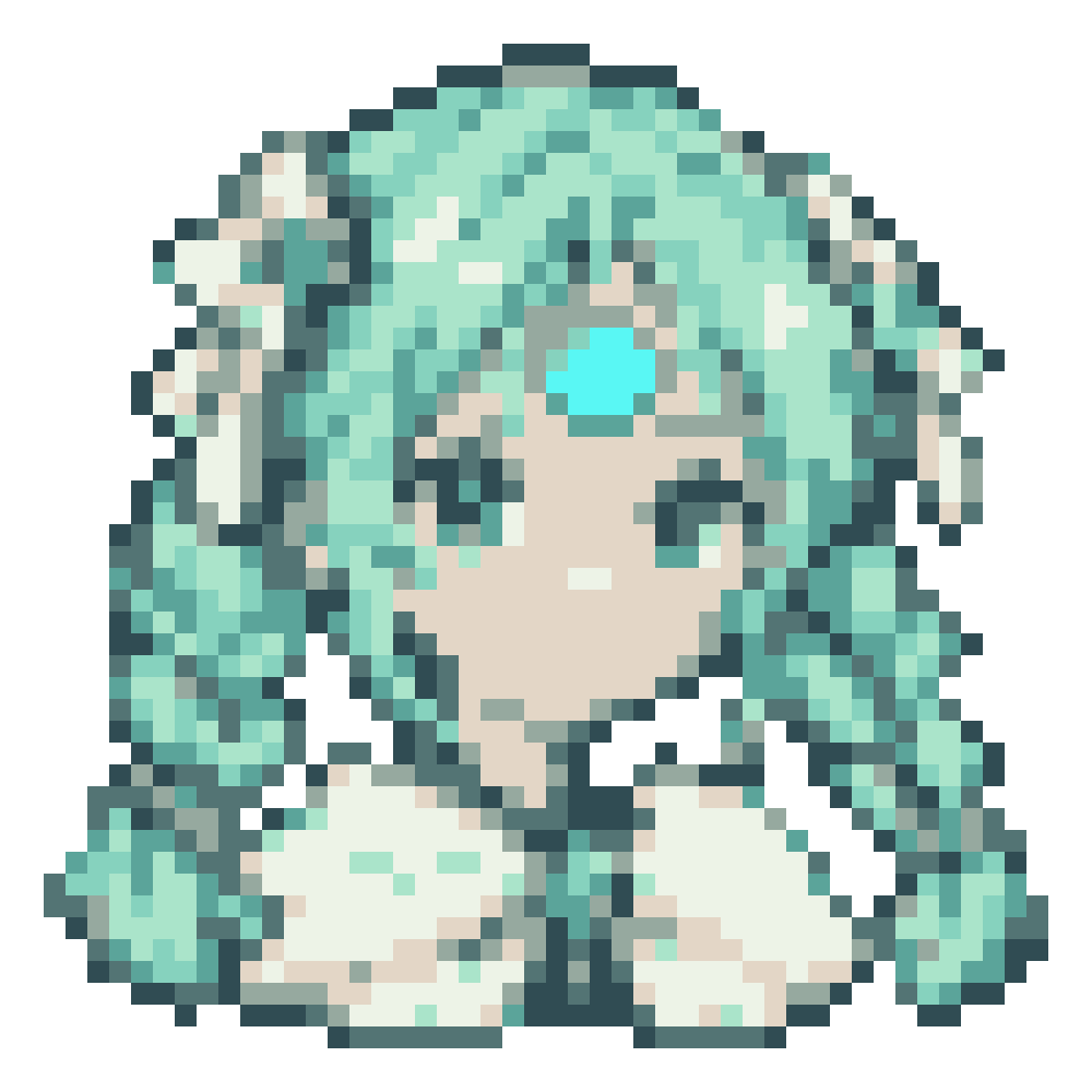 Aquamarine Crystal-Headpiece Girl — Youthful Anime Portraits patterns