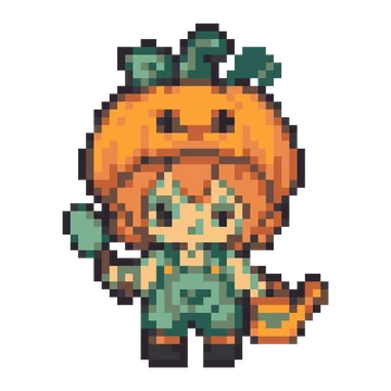 Pumpkin Gardener Sprite — Kawaii Characters patterns