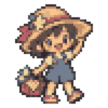Straw Hat Picnic Kid — Kawaii Characters patterns